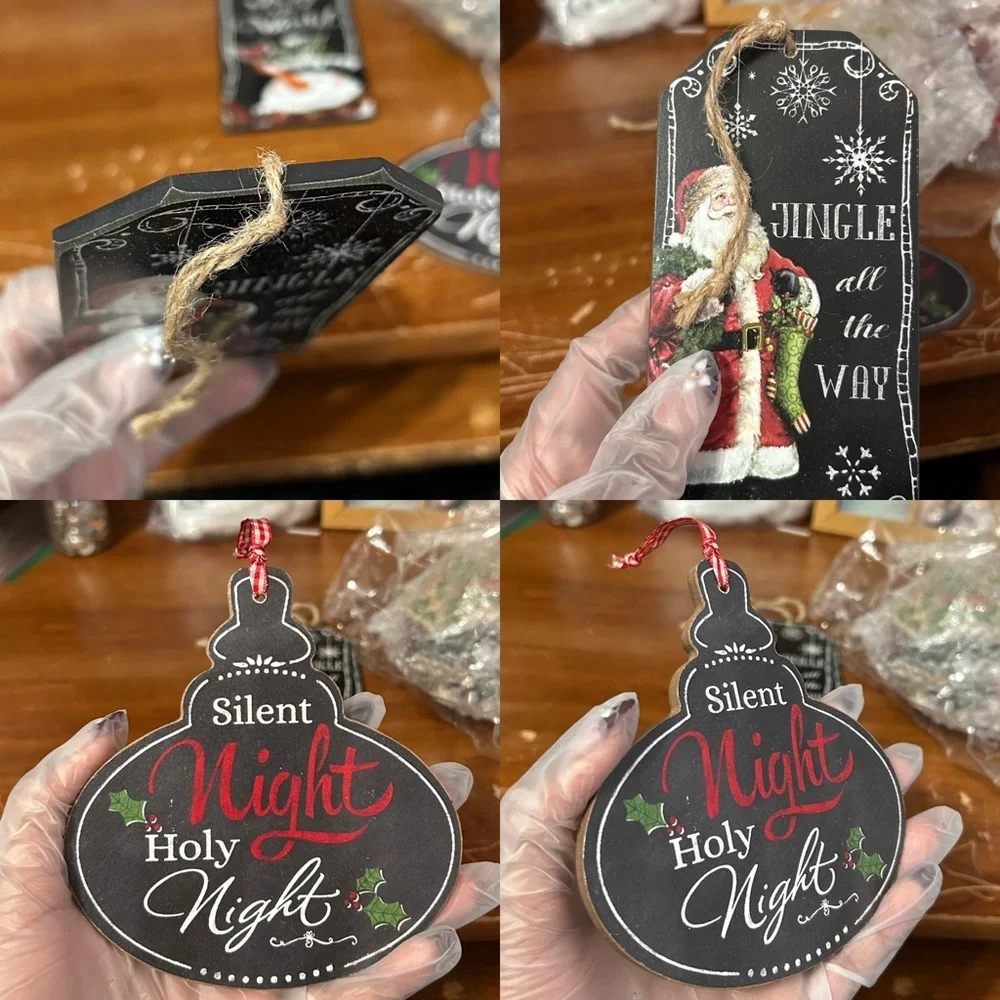 Wooden Festive Christmas Sayings Wooden Ornaments - Set Of 3- “Tinsel”